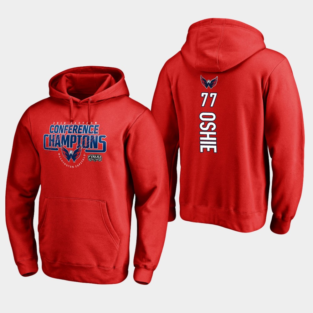 NHL Men Washington capitals #77 t.j. oshie 2018 eastern conference champions interference red hoodie